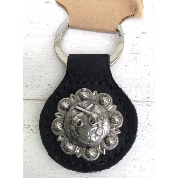 New Montana West Keychain Purse Key Ring Concho Pistols Cowhide Hair Western - Picture 1 of 8
